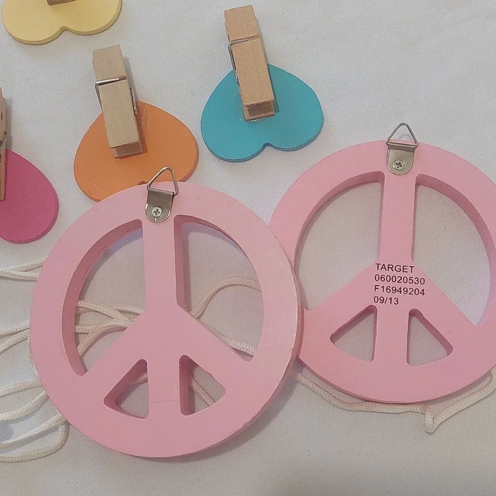 Target Pink Peace and Colorful Heart Clips Set.Around 82